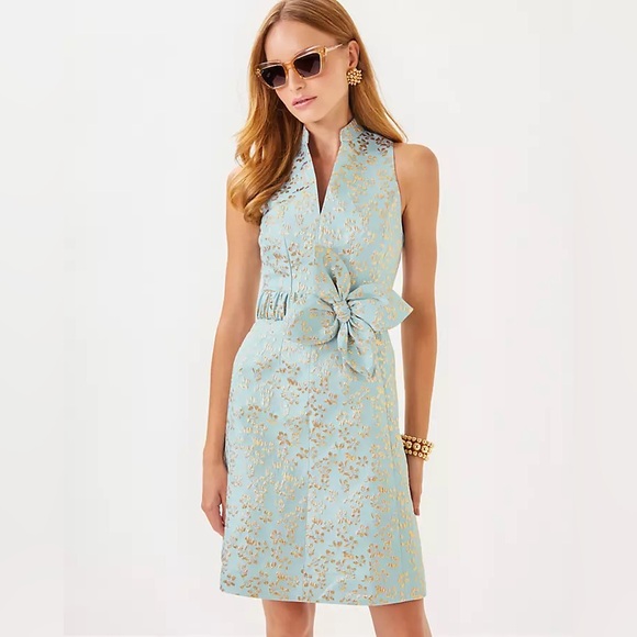 Lilly Pulitzer Dresses & Skirts - NWT Lilly Pulitzer Blue and Gold Midi Dress - Tazie Dress